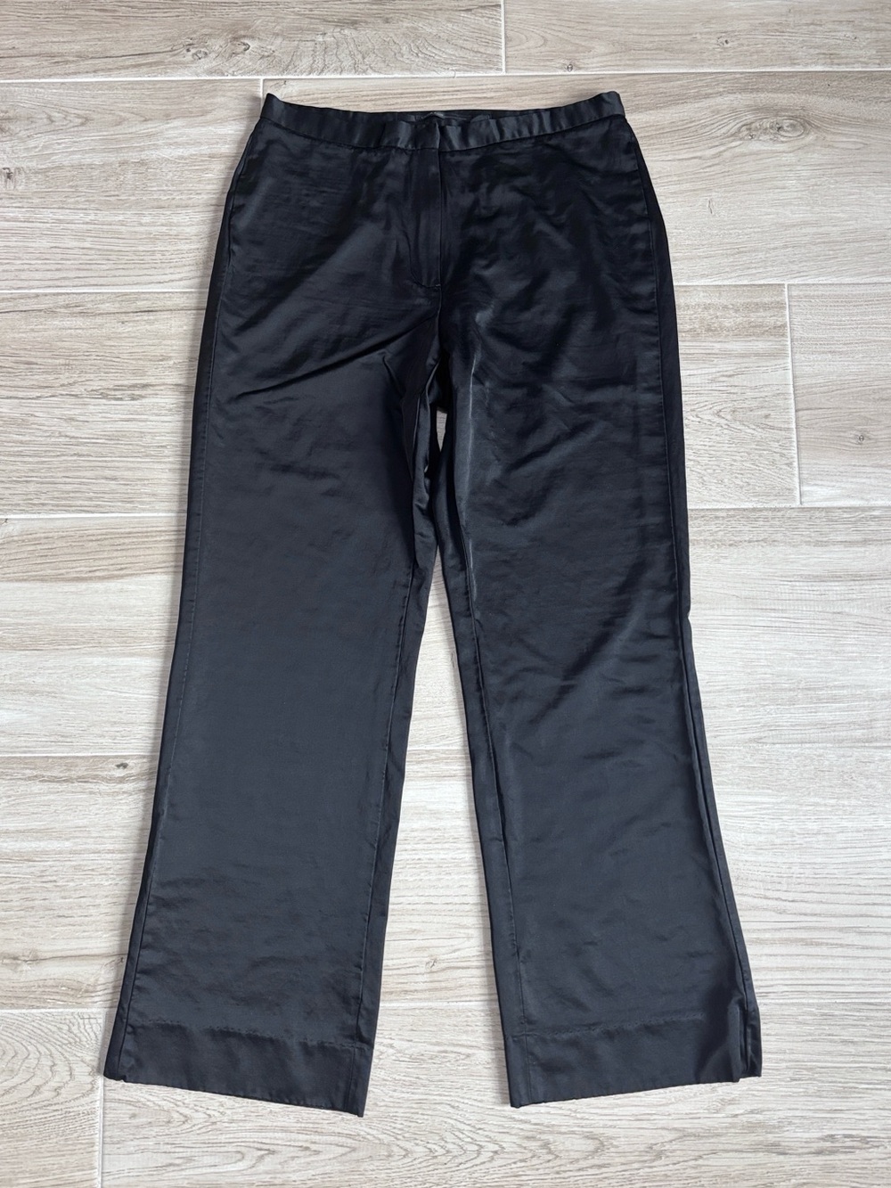 ISDA & CO Black Satin Straight Leg Trousers Pants Women’s Size 10